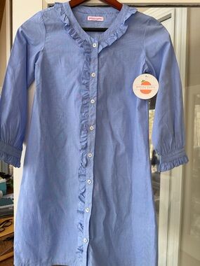 Light Blue Ruffle-Trim Button Front Dress